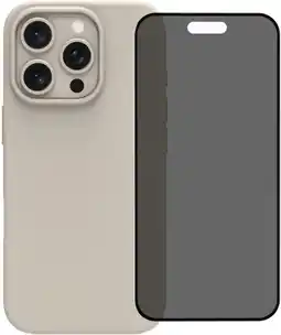 Coolblue BlueBuilt Back Cover iPhone 16 Pro Beige + Privacy Filter Screenprotector Glas aanbieding