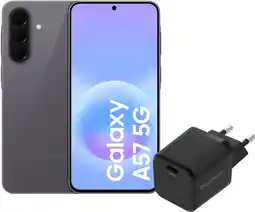 Coolblue Samsung Galaxy A57 128 Go Gris 5G EE + BlueBuilt Chargeur avec Port USB-C 45 W Noir aanbieding
