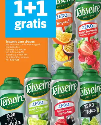 Albert Heijn Teisseire zero siropen aanbieding
