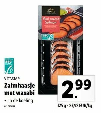 Lidl Zalmhaasje met wasabi aanbieding