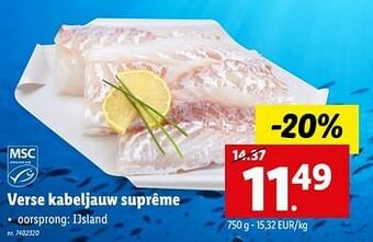 Lidl Verse kabeljauw suprême aanbieding