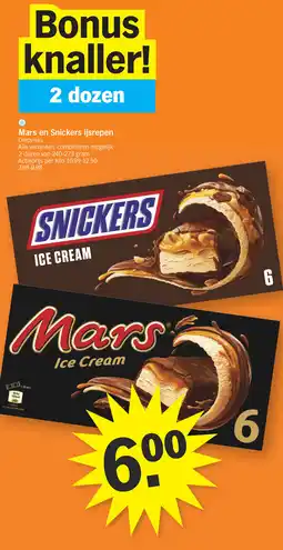 Albert Heijn Mars en Snickers ijsrepen aanbieding