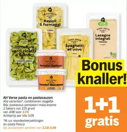 Albert Heijn AH Verse Pasta en Pastasauzen aanbieding