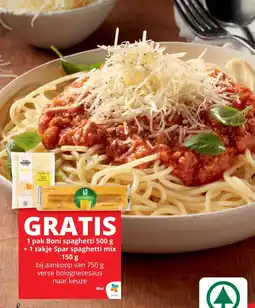 Spar Boni spaghetti + Spar spaghetti mix aanbieding