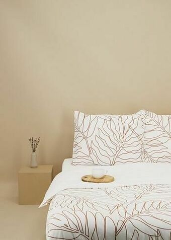HEMA HEMA Dekbedovertrek 140x200/220 Zacht Katoen Blad Bruin Lichtbruin (lichtbruin) aanbieding