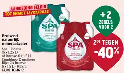 Delhaize Spa Finesse Bruisend natuurlijk mineraalwater aanbieding