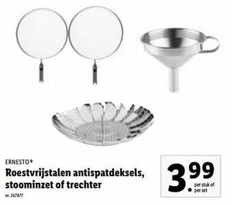 Lidl Roestvrijstalen antispatdeksels, stoominzet of trechter aanbieding