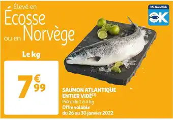 Auchan Saumon Atlantique Entier Vide 4kg aanbieding