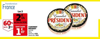 Auchan Camembert President 250g aanbieding