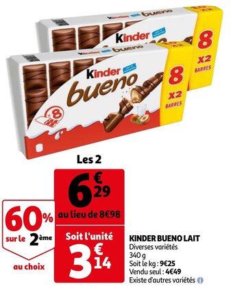 Auchan Kinder Bueno Lait 340g aanbieding