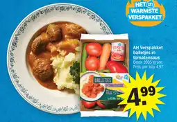 Albert Heijn AH Verspakket balletjes in tomatensaus aanbieding