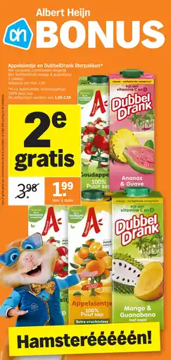 Albert Heijn Appelsientje en DubbelDrank literpakken aanbieding