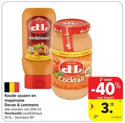 Carrefour Koude sauzen en mayonaise Devos & Lemmens aanbieding