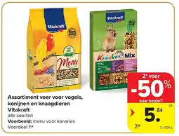Carrefour Assortiment voer voor vogels, konijnen en knaagdieren Vitakraft aanbieding
