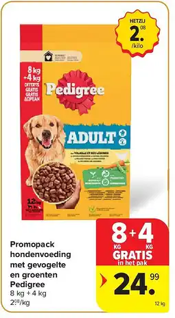 Carrefour Promopack hondenvoeding met gevogelte en groenten Pedigree aanbieding