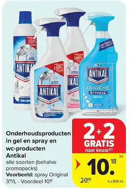 Carrefour Onderhoudsproducten in gel en spray en wc-producten Antikal aanbieding