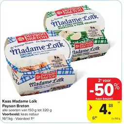 Carrefour Kaas Madame Loïk Paysan Breton aanbieding