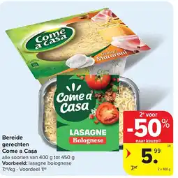 Carrefour Bereide gerechten Come a Casa aanbieding