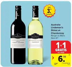 Carrefour Australie Lindeman’s Shiraz et Chardonnay aanbieding
