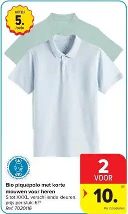 Carrefour Bio piquépolo met korte mouwen voor heren aanbieding