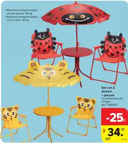 Carrefour Set van 2 stoelen + parasol aanbieding