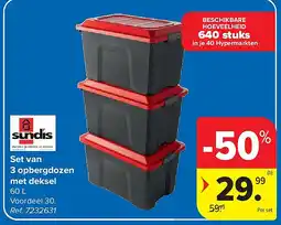 Carrefour Set van 3 opbergdozen met deksel aanbieding