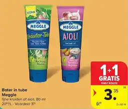Carrefour Boter in tube Meggle aanbieding