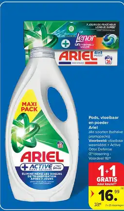Carrefour Pods, vloeibaar en poeder Ariel aanbieding