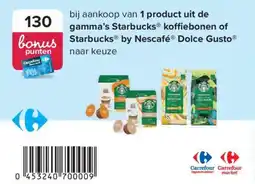 Carrefour Starbucks koffiebonen of Starbucks by Nescafé Dolce Gusto aanbieding