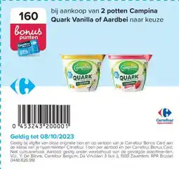 Carrefour Campina Quark Vanilla of Aardbei aanbieding