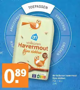 Albert Heijn AH Volkoren havermout fijne vlokken Pak 1 kilo aanbieding