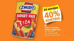 Albert Heijn Zwan tv-worstjes natuur budget-pack aanbieding