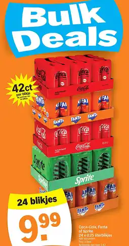 Albert Heijn Coca-Cola, Fanta of Sprite 24 x 0.25 literblikjes aanbieding