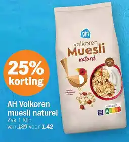 Albert Heijn AH Volkoren muesli naturel aanbieding