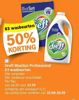 Albert Heijn Dreft BlueSun Professional 83 wasbeurten aanbieding