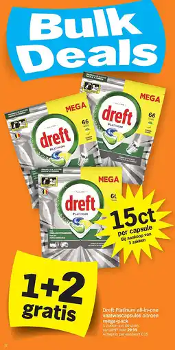 Albert Heijn Dreft Platinum all-in-one vaatwascapsules citroen mega-pack aanbieding