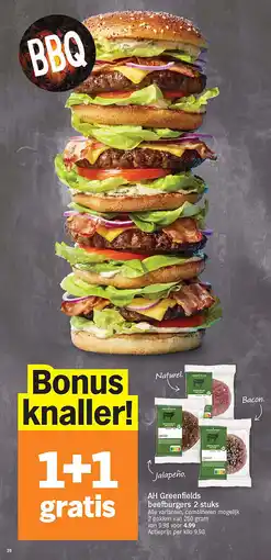 Albert Heijn AH Greenfields beefburgers 2 stuks aanbieding