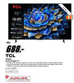 MediaMarkt TCL 75T69C QLED Google TV aanbieding