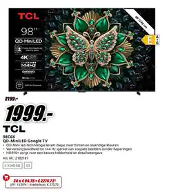 MediaMarkt TCL 98C6K QD-MiniLED Google TV aanbieding