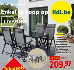 Lidl uinset Houston: uitschuifbare tafel met 4 stoelen met hoge rugleuning aanbieding