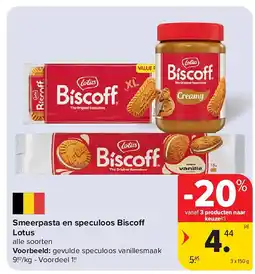 Carrefour Smeerpasta en speculoos Bisco Lotus aanbieding