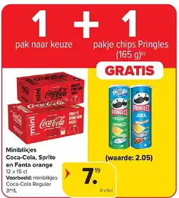 Carrefour Miniblikjes Coca-Cola, Sprite en Fanta orange aanbieding