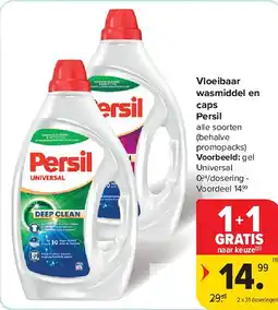 Carrefour Vloeibaar wasmiddel en caps Persil aanbieding