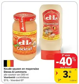 Carrefour Koude sauzen en mayonaise Devos & Lemmens aanbieding