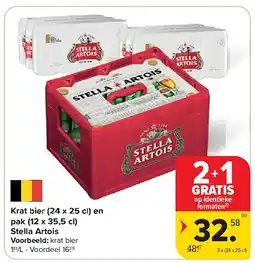 Carrefour Krat bier (24 x 25 cl) en pak (12 x 35,5 cl) Stella Artois aanbieding