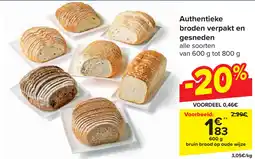 Carrefour Authentieke broden verpakt en gesneden aanbieding