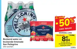 Carrefour Bruisend water en bruisende limonade San Pellegrino aanbieding