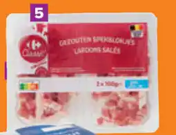 Carrefour Gezouten spekblokjes -25% zout Carrefour aanbieding