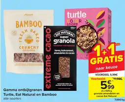 Carrefour Gamma ontbijtgranen Turtle, Eat Natural en Bamboo aanbieding
