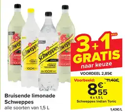 Carrefour Schweppes Bruisende limonade aanbieding